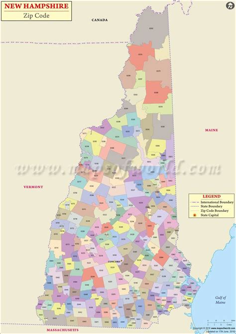 New Hampshire Zip Code Map New Hampshire Postal Code