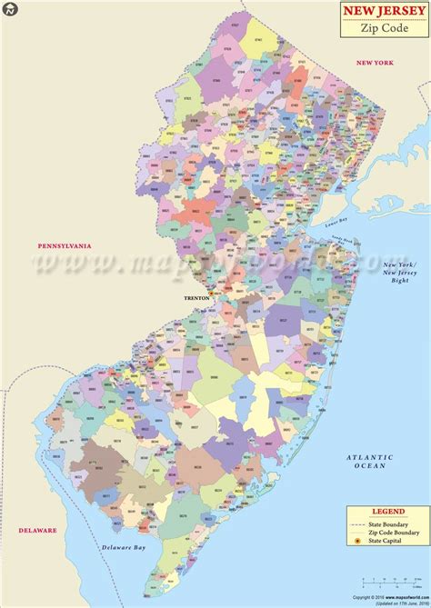 New Jersey Zip Code Map With Counties