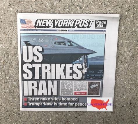New York Post Newspaper Us Strikes Iran 6 22 25 Complete Paper Ebay