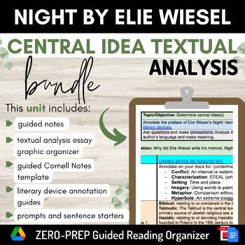 Night By Elie Wiesel Central Idea Textual Analysis Bundle