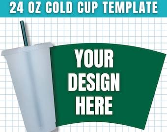 No Hole Cold Cup Svg 24Oz Cold Cup Template Svg No Hole Cold Etsy Canada