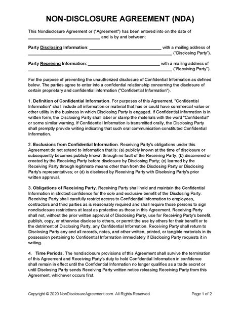 Non Disclosure Agreement Template