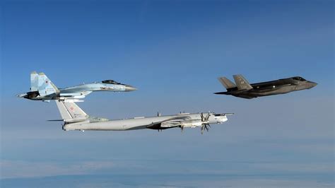 Norad Releases Photos Of U S F 35S Intercepting Russian Tu 95S And Armed Su 35S Off Alaska The Aviationist