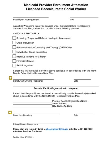North Dakota Medicaid Provider Enrollment Attestation Licensed