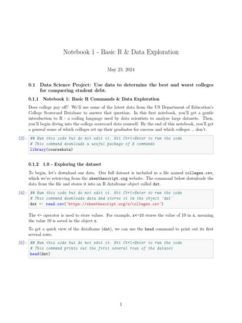 Notebook 1 Basic R Data Exploration For College Debt Analysis Studocu