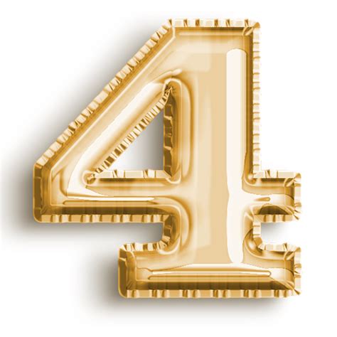 Number 4 Metallic Gold Number Balloon Airfoil Filled Number Illustration Isolated On Number 4 Metallic Gold Number Balloon Airfoil Filled Number Illustration Isolated On