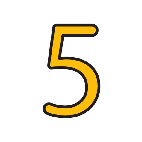 Number 5 Generic Outline Color Icon