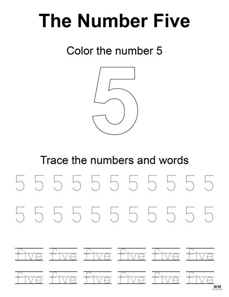 Number 5 Tracing Worksheets 15 Free Pages Printabulls