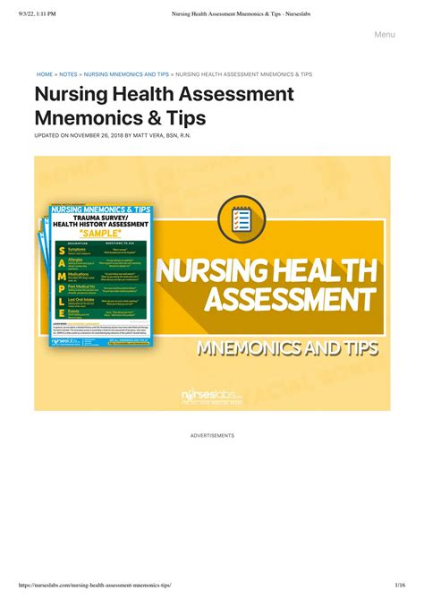 Nursing Health Assessment Mnemonics Tips Nurseslabs
