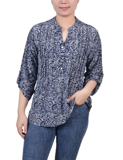 Ny Collection Women Amp 39 S Petite 3 4 Sleeve Roll Tab Y Neck Top Walmart Com Ny Collection Women Amp 39 S Petite 3 4 Sleeve Roll Tab Y Neck Top Walmart Com