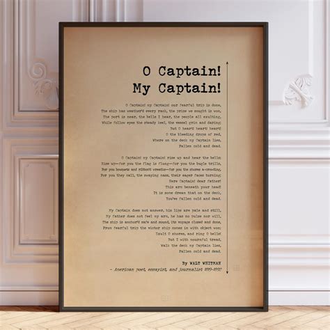 O Captain My Captain Poem By Walt Whitman Poster Print Etsy