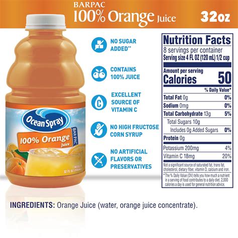 Ocean Spray Orange Juice Nutrition Facts Besto Blog