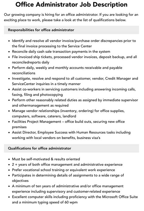 Office Administrator Job Description