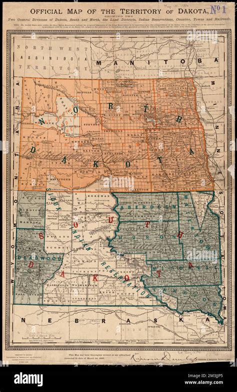 Official Map Of The Territory Of Dakota Showing The Two General