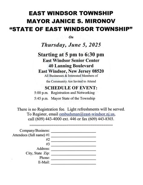 Official Website Of East Windsor Township New Jersey State Of East