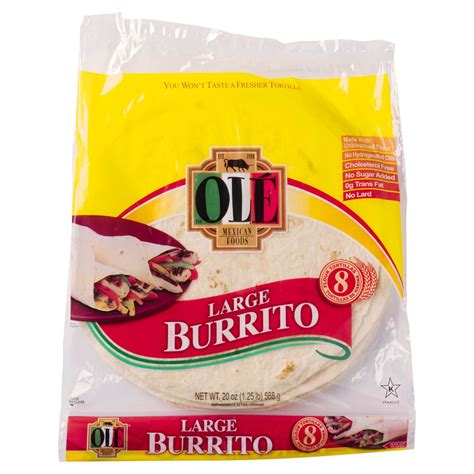 Ol Mexican Foods Large Burrito Flour Tortillas 8 Count 20 Oz Shoprite