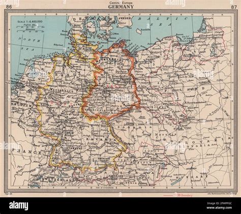 Old Central Europe Map With East And West Germany Stock Photo Image