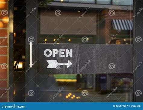 Open Sign Outside A Restaurant Store Office Or Other Stock Photo