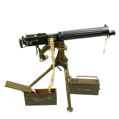 Original British Wwi Fluted Vickers Display Machine Gun With Tripod And Accessories International Military Antiques