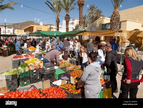 Outdoor Spanish Market In The Village Of Villaricos On The