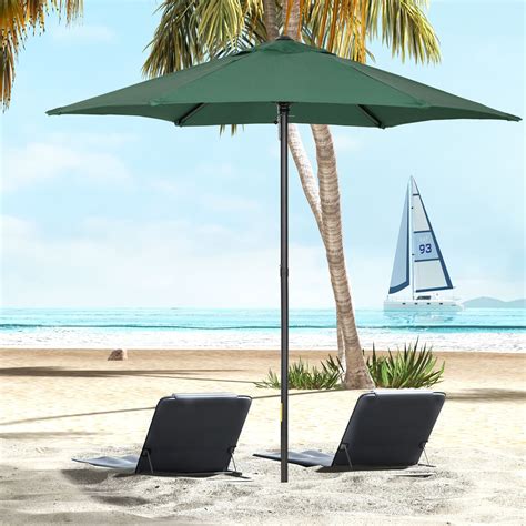 Outsunny 6 6Ft Patio Umbrella Outdoor Parasol With 6 Solid Ribs Green