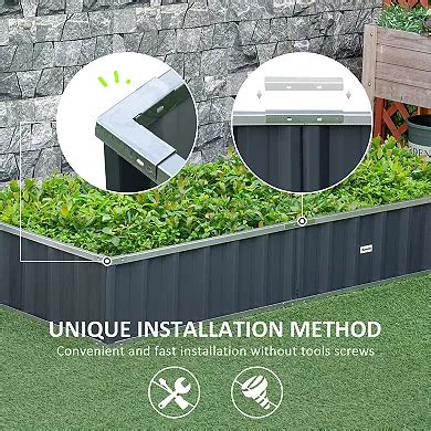 Outsunny 69 In X 36 In Dark Grey Metal Raised Garden Bed Diy Large Steel Planter Box 845 674Cg Outsunny 69 In X 36 In Dark Grey Metal Raised Garden Bed Diy Large Steel Planter Box 845 674Cg
