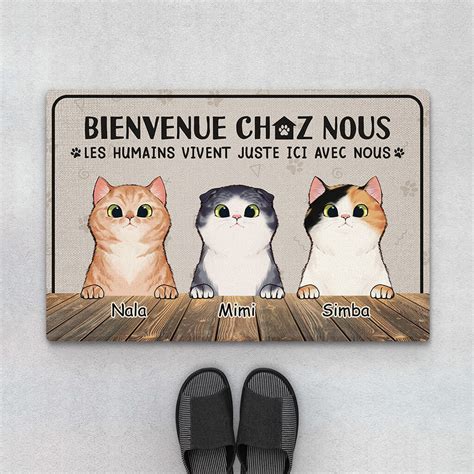 Paillasson Personnalis Animaux Famille J Esp Re Que Tu Aimes Les Chats Avec Visages Cadeau Paillasson Chat Maison Du Monde