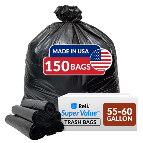 Pami Large Trash Bags 33 Gallon Black Garbage Bags 60 Pack Heavy Duty