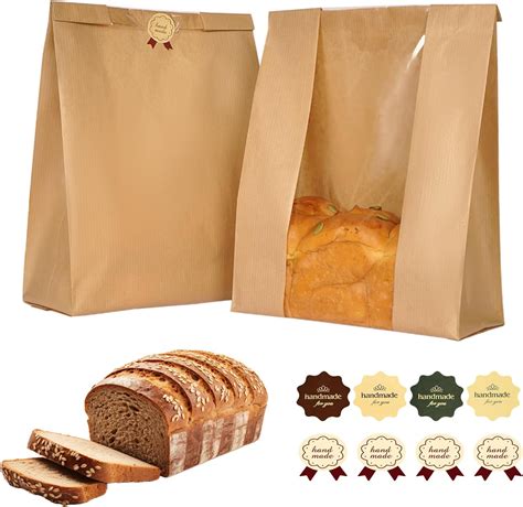 Paper Bread Loaf Bag Kraft Food Packaging Storage Bakery Bag With Front Window Paper Bread Loaf Bag Kraft Food Packaging Storage Bakery Bag With Front Window