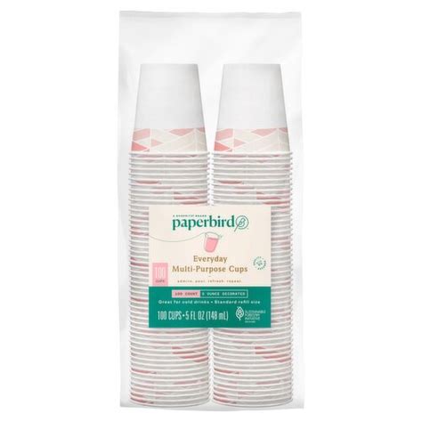 Paperbird 5 Ounce Decorated Everyday Multi Purpose Cups 100 Count
