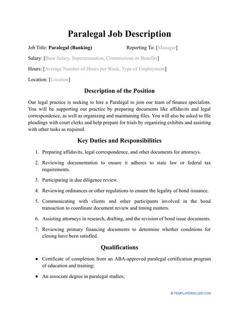 Paralegal Job Description Guide