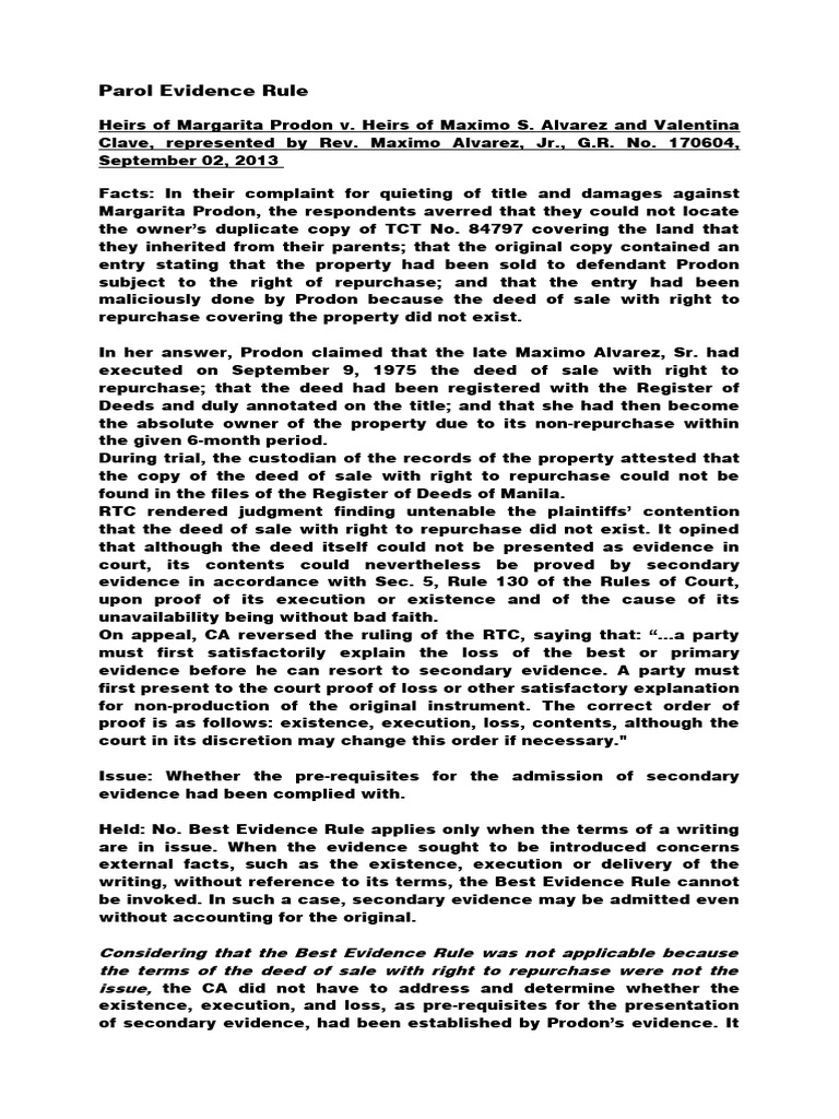 Parol Evidence Rule Explained