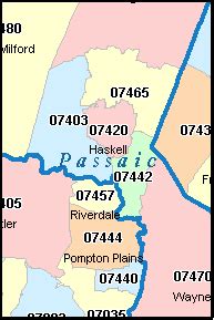 Paterson Zip Codes Map Passaic County Zip Codes Map New Jersey
