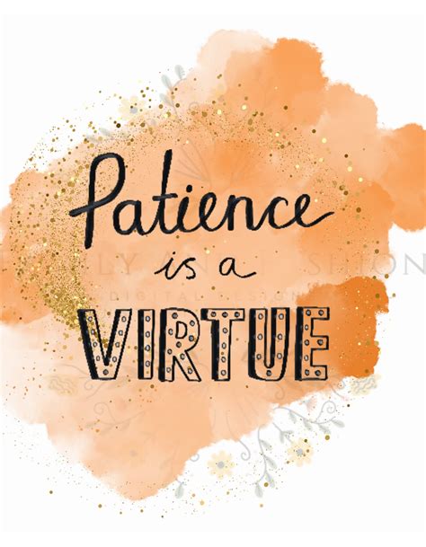 Patience Is A Virtue Gold Glitter Inspirational Quote Gift Idea Instant Digital Download Print Png Pdf File