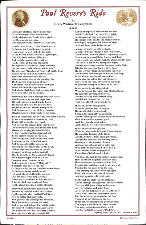 Paul Revere S Midnight Ride Facts Poem Apush