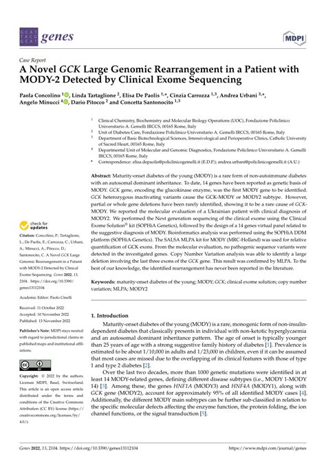 Pdf A Novel Gck Large Genomic Rearrangement In A Patient With Mody 2