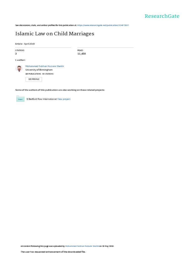 Pdf Islamic Law On Child Marriages Pdf Islamic Law On Child Marriages