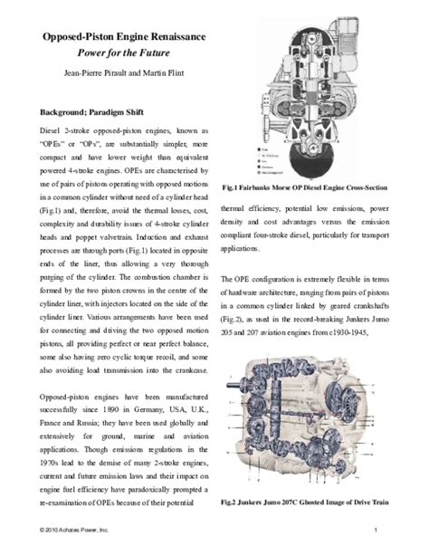 Pdf Opposed Piston Engine Renaissance Power For The Future