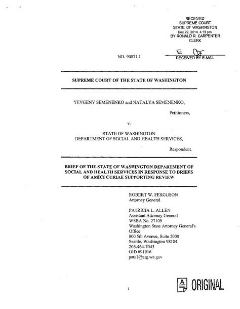 Pdf Original Washington Answer To Amicus Curiae Theory That