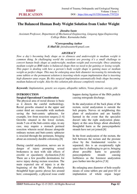 Pdf The Balanced Human Body Weight Solution From Under Weight Pdf The Balanced Human Body Weight Solution From Under Weight