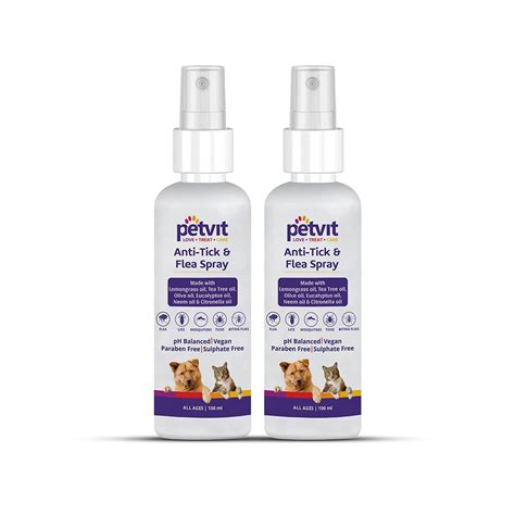 Petvit Anti Tick Flea Spray With Lemongrass Oil Tea Tree Oil Petvitin
