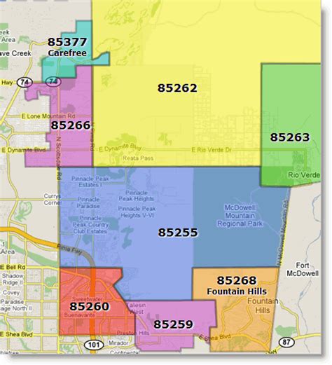 Phoenix Az Zip Codes Scottsdale And Tempe Zip Code Boundary Map
