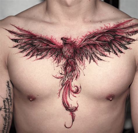 Phoenix Chest Tattoo