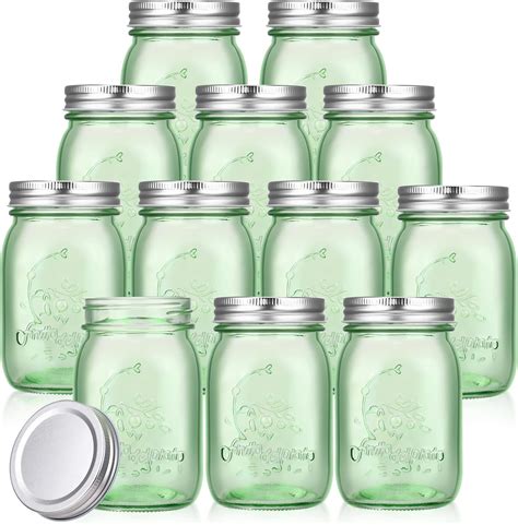 Pinkunn 12 Pcs Mason Jars With Lids 16 Oz Regular Mouth Pint Canning