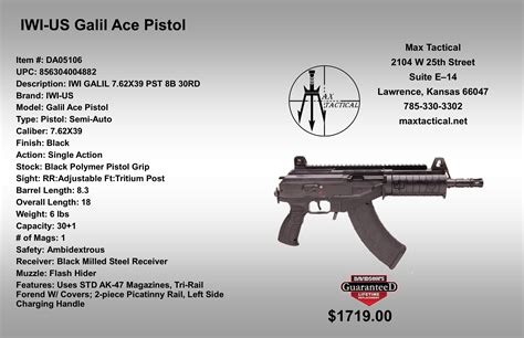 Pistol Iwi Galil Ace Pistol 13 Amp Quot Gen 1 Rnl 5 56 1849 R Gundeals