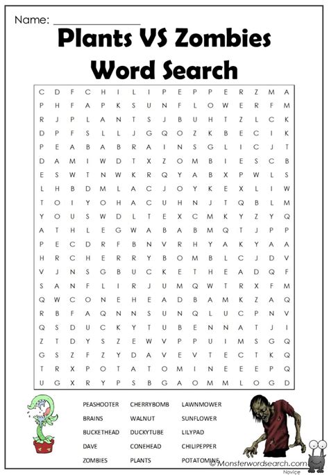 Plants Vs Zombies Word Search 2 Artofit