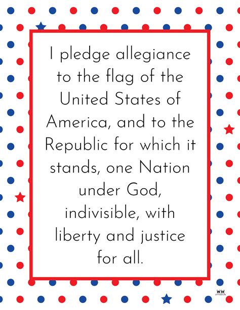 Pledge Of Allegiance Words Printable Version