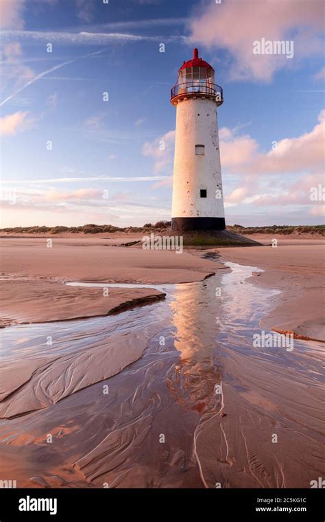 Point Of Ayr Lighthouse At Talacre On The North Wales Coast Stock Photo