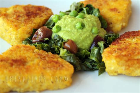 Polenta Alla Piastra Con Tamari E Hummus Di Piselli Ume Sapiens