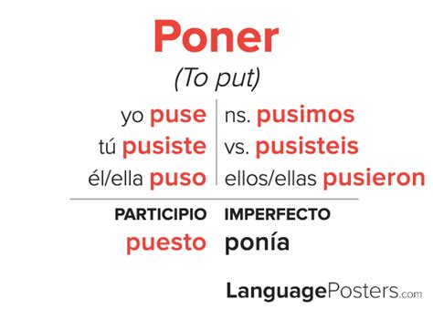 Poner Preterite Conjugation Guide